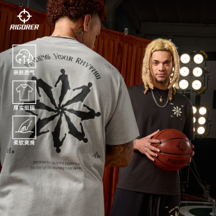 运动宽松半袖 准者高街潮流短袖 重磅纯棉美式 新款 上衣 T恤男子夏季