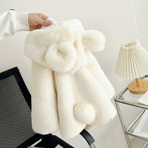 儿童皮草仿兔绒加绒加厚棉衣