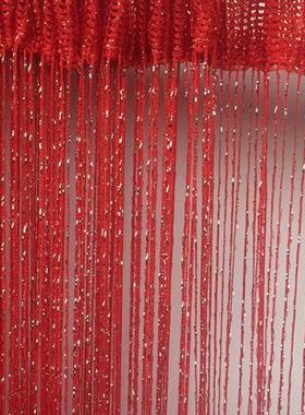 婚庆红色白色成品加密加粗闪闪发亮银丝线帘隔断帘婚礼吊顶流苏帘