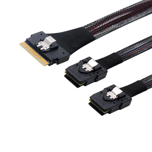 74pin Mini SAS SFF-8654 8i转双2XSFF8087 36P阵列卡背板连接线