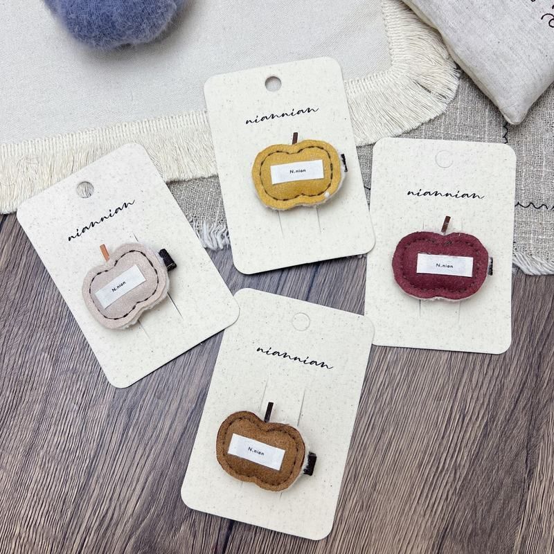 新款可爱布艺苹果儿童发夹鸭嘴夹