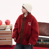 多加潮牌童装 中大童加厚儿童羊羔绒外套潮 男童棉服儿童2025冬装