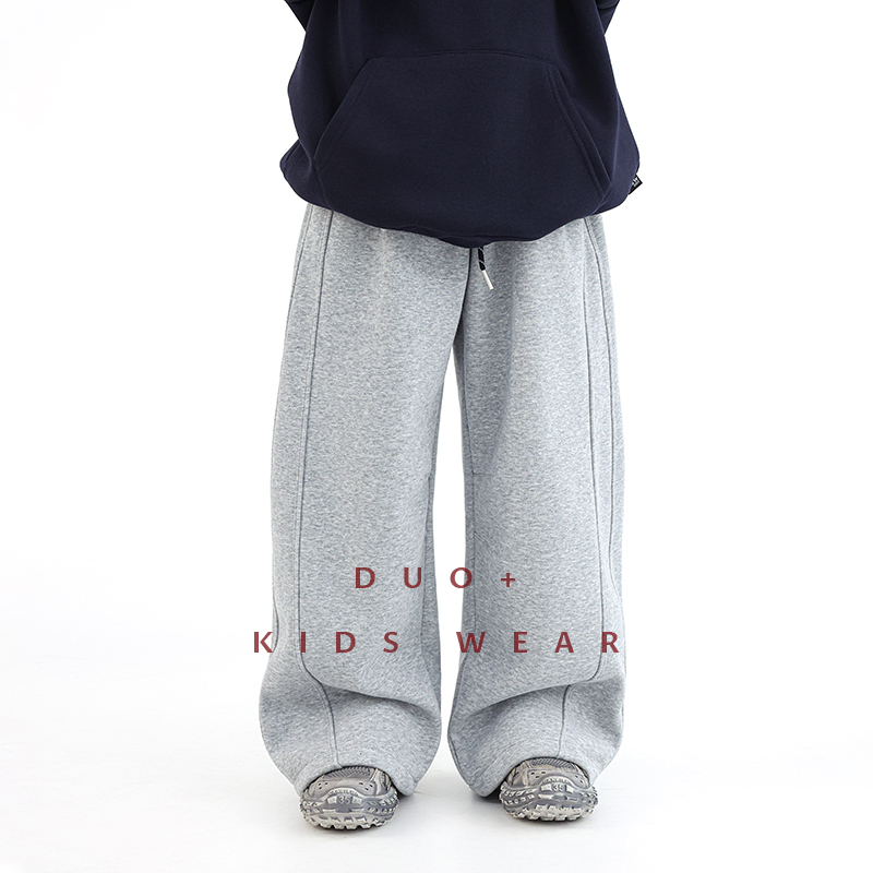 多加潮牌童装儿童弯刀直筒加绒运动裤冬装新款男童中大童休闲裤