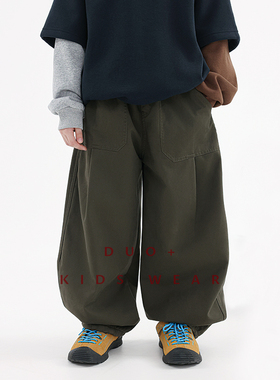 多加潮牌儿童加绒工装裤2025年冬装中大童帅气休闲加厚保暖长裤