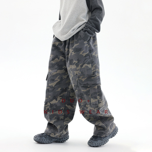 多加潮牌童装儿童加绒迷彩工装裤冬装新款男童中大童加厚帅气长裤