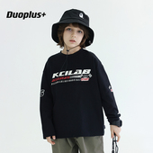 多加潮牌童装 男童机车风T中大童帅气上衣 新款 儿童长袖 t恤2024秋装