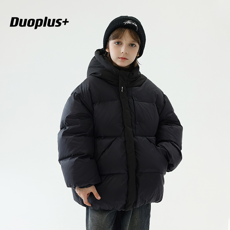 DUOPLUS潮酷拼接连帽羽绒服
