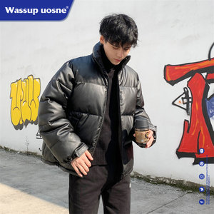 WASSUP冬季新款面包服羽绒棉服男士潮牌立领情侣棉衣棉袄皮质外套