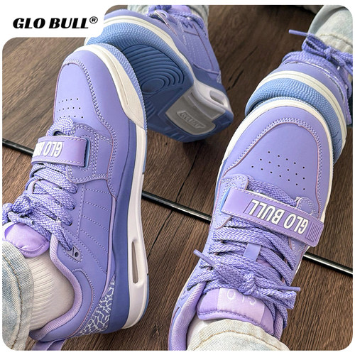 GLO BULL紫色板鞋厚底增高百搭面包鞋女原创潮流中帮休闲运动鞋子