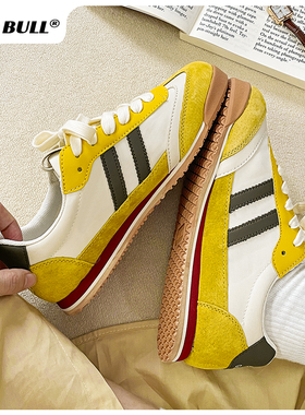 GLO BULL德训鞋女小众情侣2025新款春秋潮流休闲平底鞋黄色阿甘鞋