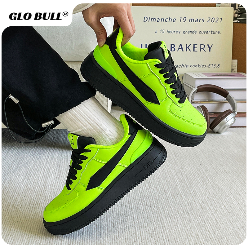 GLO BULL潮流绿色鞋女2025春秋新款原创休闲厚底情侣同款增高板鞋