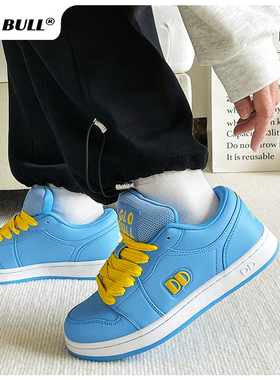 GLO BULL情侣板鞋女款2025春季新款厚底增高女休闲鞋子蓝色面包鞋