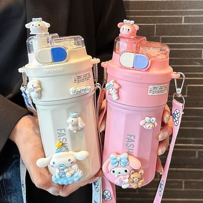 吸管保温杯女2023新款高颜值简约学生316不锈钢水杯双饮杯子便携