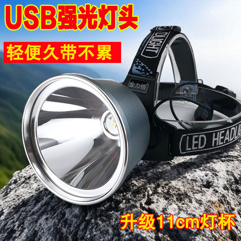 USB强光头灯外接充电宝携带方便图片