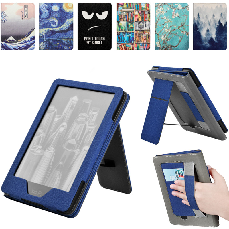 适用kindle paperwhite5保护套第11代6.8英寸KPW5电子书壳带手持支架款纯色彩绘paperwhite 11代签名版皮套壳图片