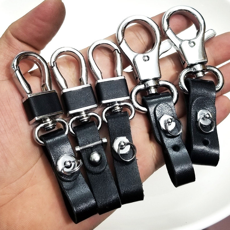 汽车钥匙扣连接皮牛皮手工马蹄腰挂圈壳包锁匙环防丢套钉可选螺丝