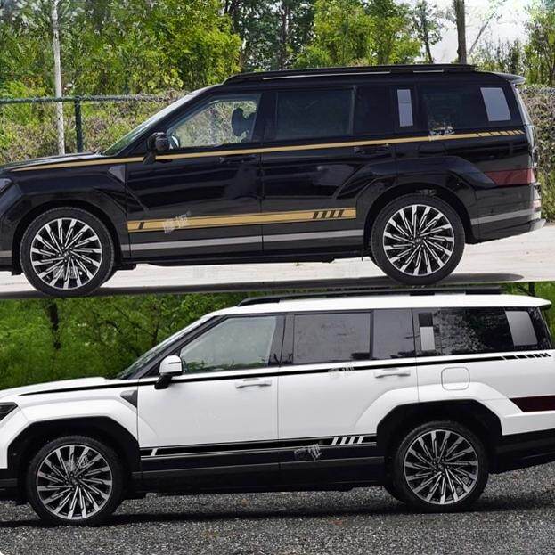 适用于24款现代新胜达车贴拉花胜达汽车侧裙贴纸装饰车身腰线彩条