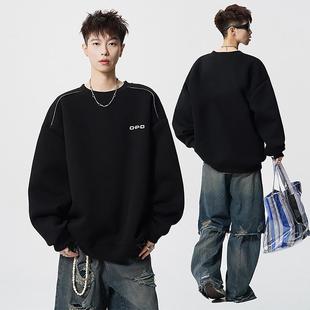 重磅加绒男士卫衣外套2025新款爆款美式情侣宽松秋冬简约百搭上衣