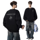 美式 情侣高街痞帅休闲上衣 重磅圆领卫衣男秋冬潮牌高级感宽松长袖