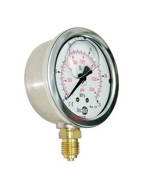 供泰科斯不锈钢压力表耐震振充油注液径向YBN6325MPaG1/4