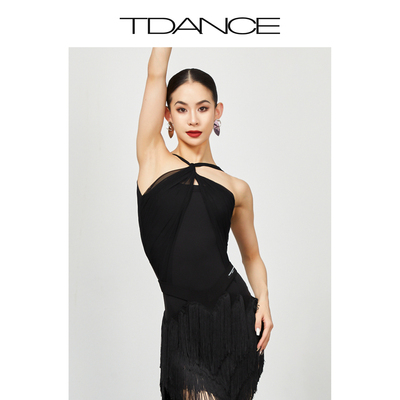 TDANCE网纱扭结连体上衣