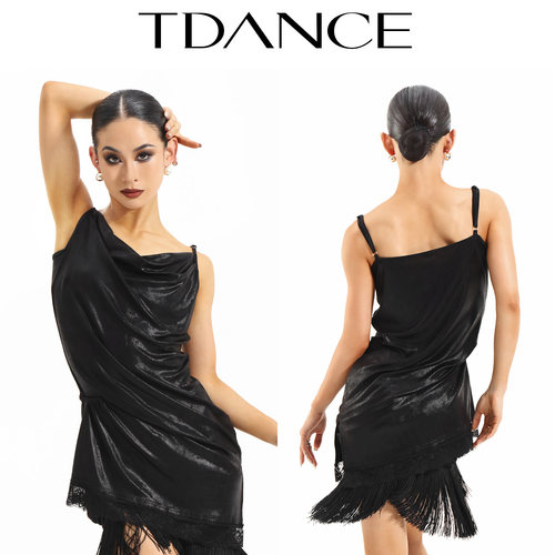 TDANCE荡领蕾丝花边吊带裙