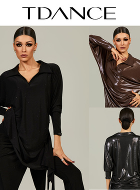TDANCE女拉丁【宽松翻领侧飘片上衣】百搭教师上课罩衫成人GL-251