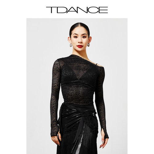 TDANCE小斜肩透视上衣