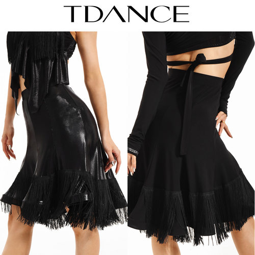 TDANCE拉丁鱼骨流苏半裙