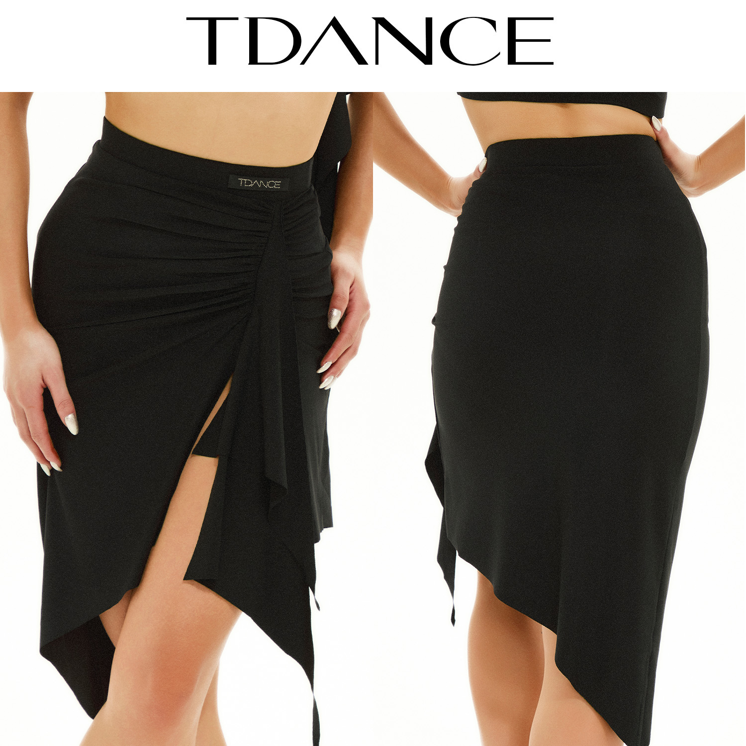 TDANCE女拉丁舞【抽褶开衩】半裙成人练习服上课百搭不规则GL-77