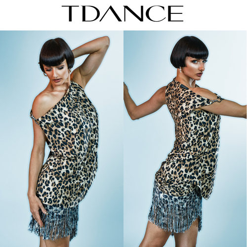 TDANCE斜肩金属扣环上衣