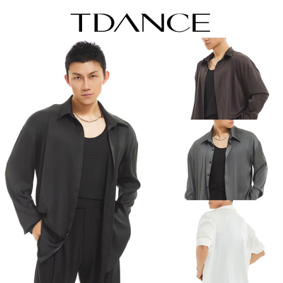 TDANE缎面翻领钮扣衬衣