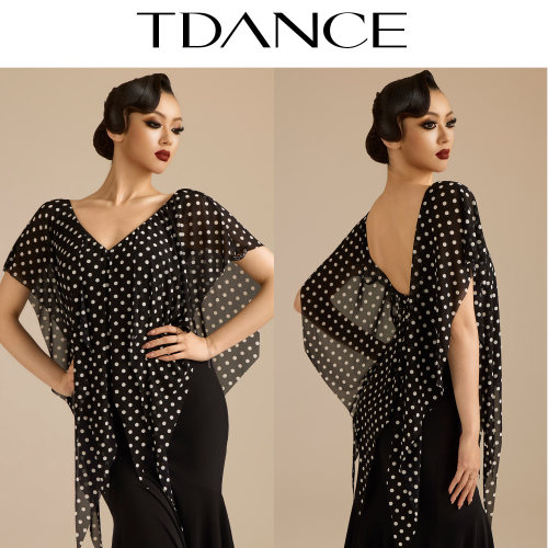 TDANCE波点飘片连体上衣