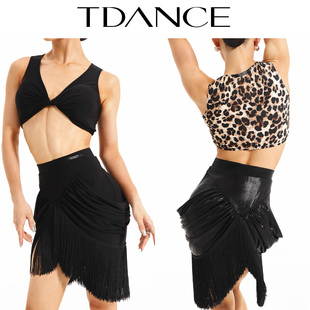 TDANCE拉丁练习服【腰间堆叠流苏打底裤半裙】集训上课班服GL-12