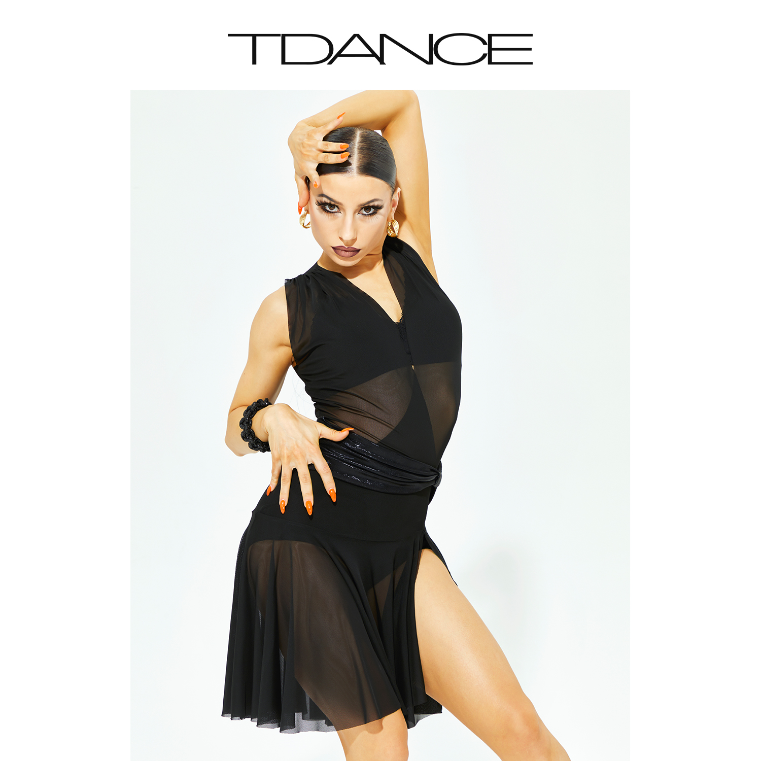 TDANCE网纱异材拼接蝴蝶结连衣裙