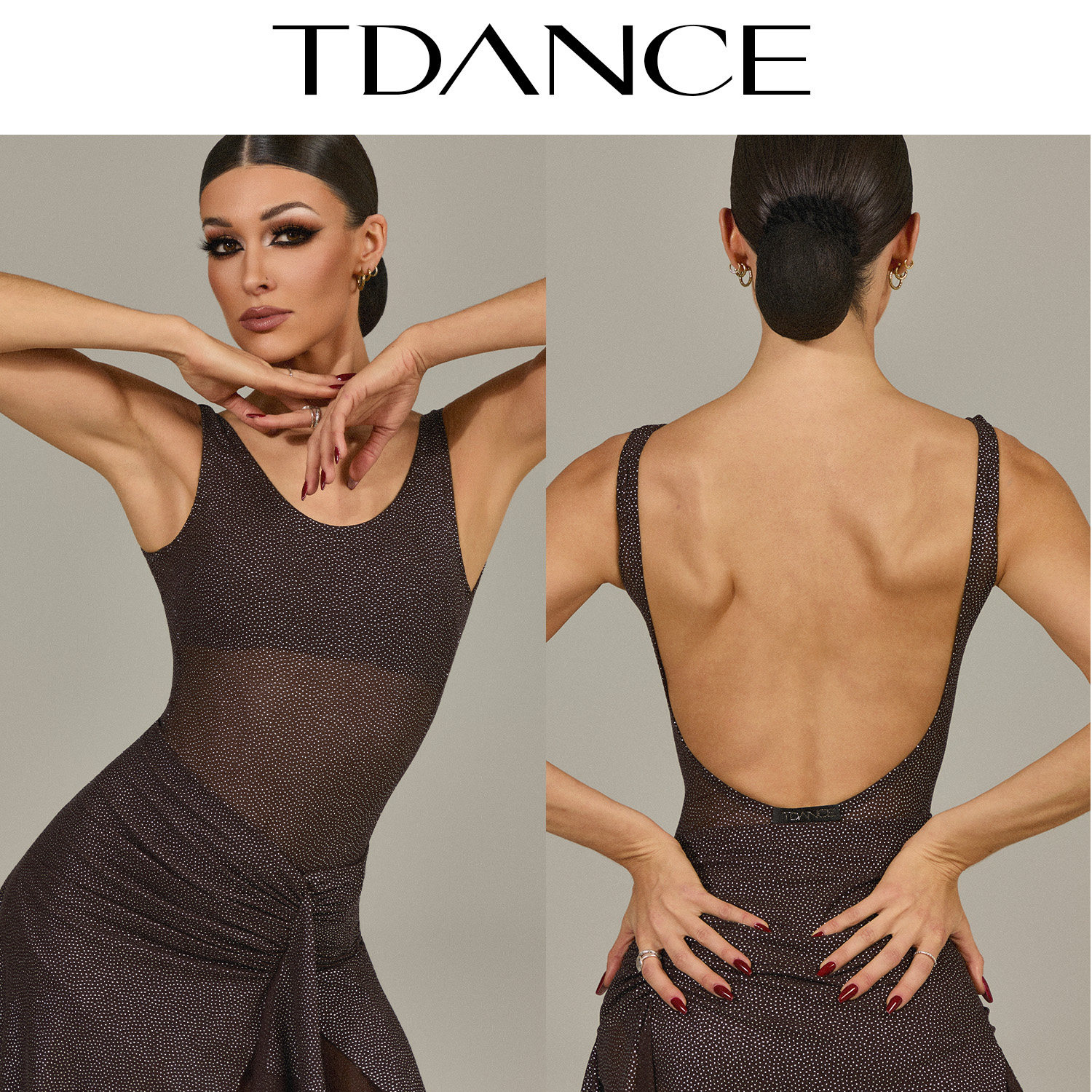 TDANCE拉丁摩登练习服【滴胶露背背心】女叠穿基础上衣修身GL-210