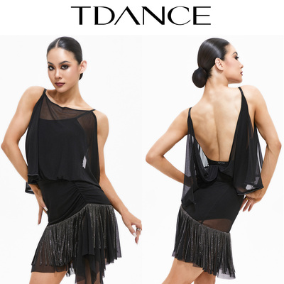 TDANCE露背网纱连体上衣