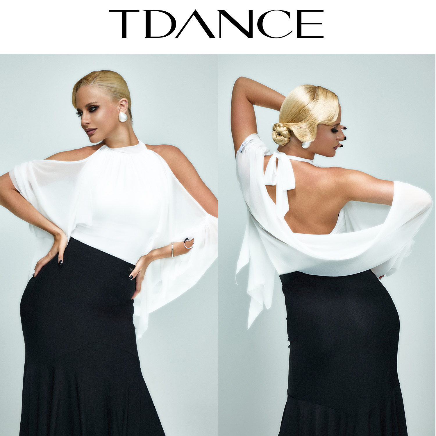 TDANCE挂脖纱料飞片连体上衣