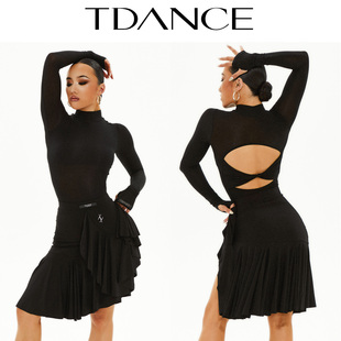 TDANCE拉丁摩登教师上课穿搭【后背镂空扭结连体上衣】简约GL-81