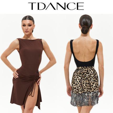TDANCE拉丁摩登练习服【船型领背心】带胸垫基础百搭纯色女GL-172