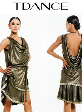 TDANCEx杜玉君联名【两穿荡领】连衣裙拉丁舞练习服成人女TXD-01