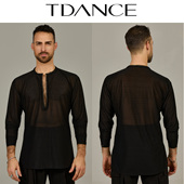 上衣成人轻薄上课BS 网纱编织绳长袖 拉丁训练服 TDANCE男士