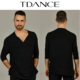 上衣成人表演班服集训上课BS TDANCE男拉丁练习服 小V口长袖