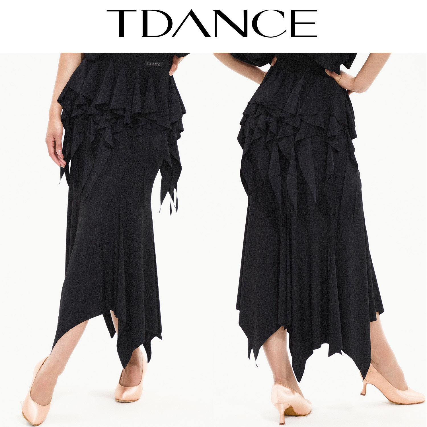 TDANCE25新款摩登练习服【拼接飘片飞片半裙】成人班服表演JM-103