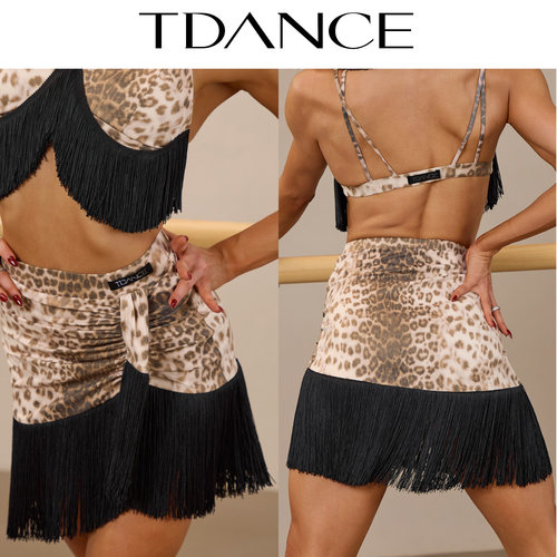 TDANCE女抓褶流苏半裙