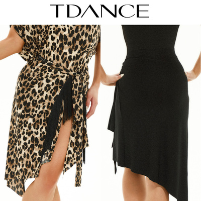 TDANCE一片式系带拼接流苏半裙