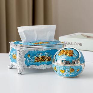 欧式高颜值新款纸巾盒网红ins风家用客厅餐厅KTV纸巾盒烟灰缸套装