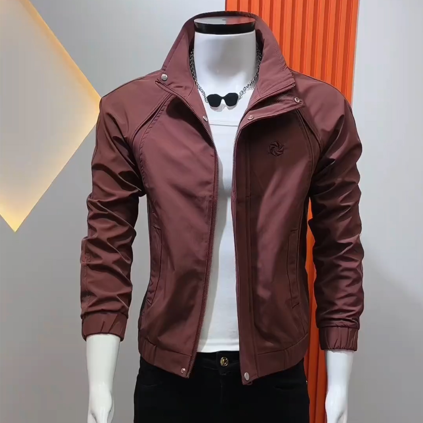 新款纯色外套男立领简约韩版男士夹克潮流时尚帅气高级感网红上衣