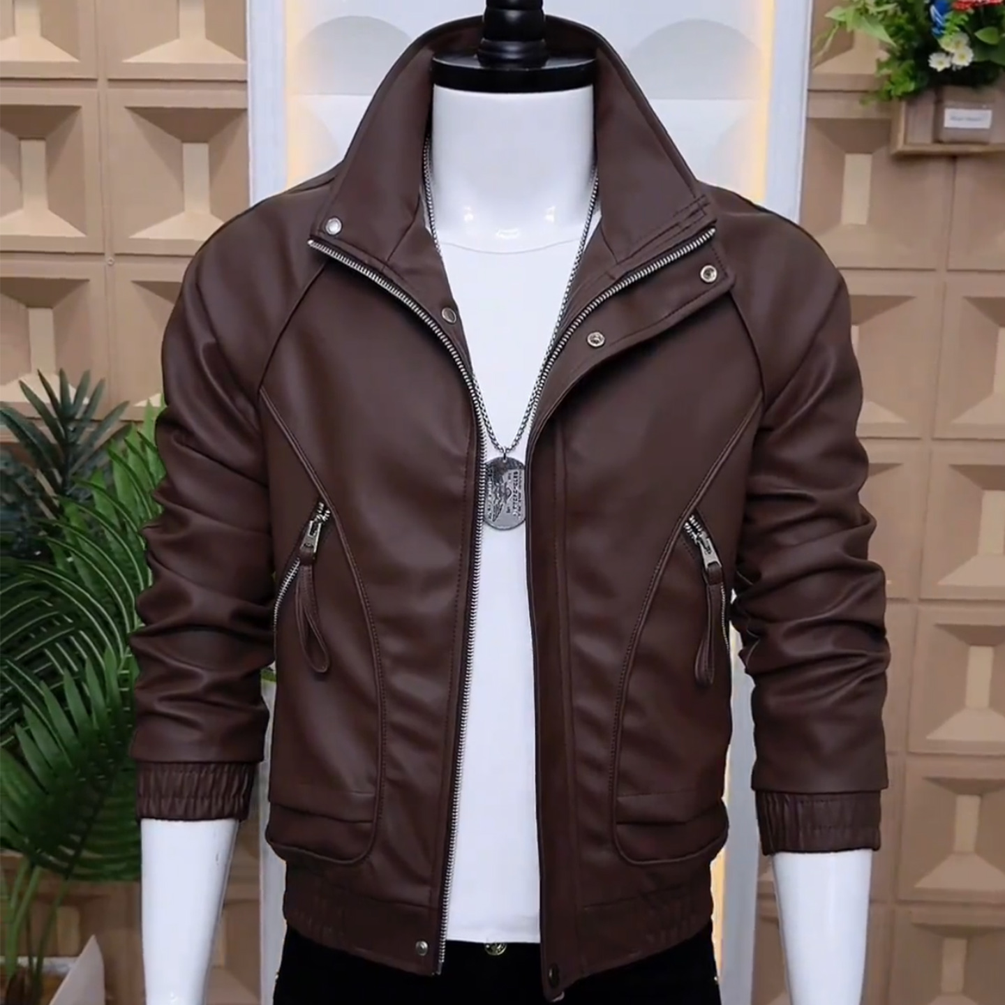 新款皮衣外套男韩版修身纯色简约痞帅男士皮夹克社会小伙潮流上衣