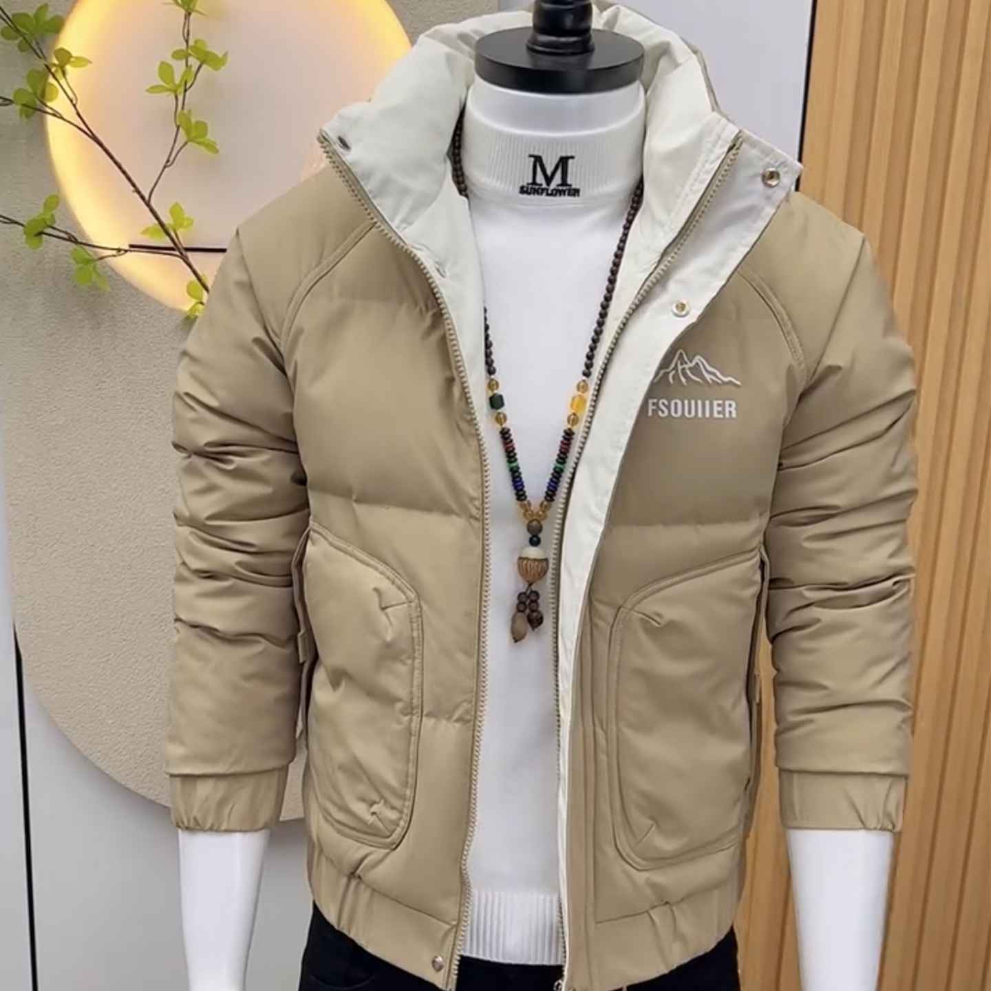 拼色棉服外套男冬季痞帅立领棉衣